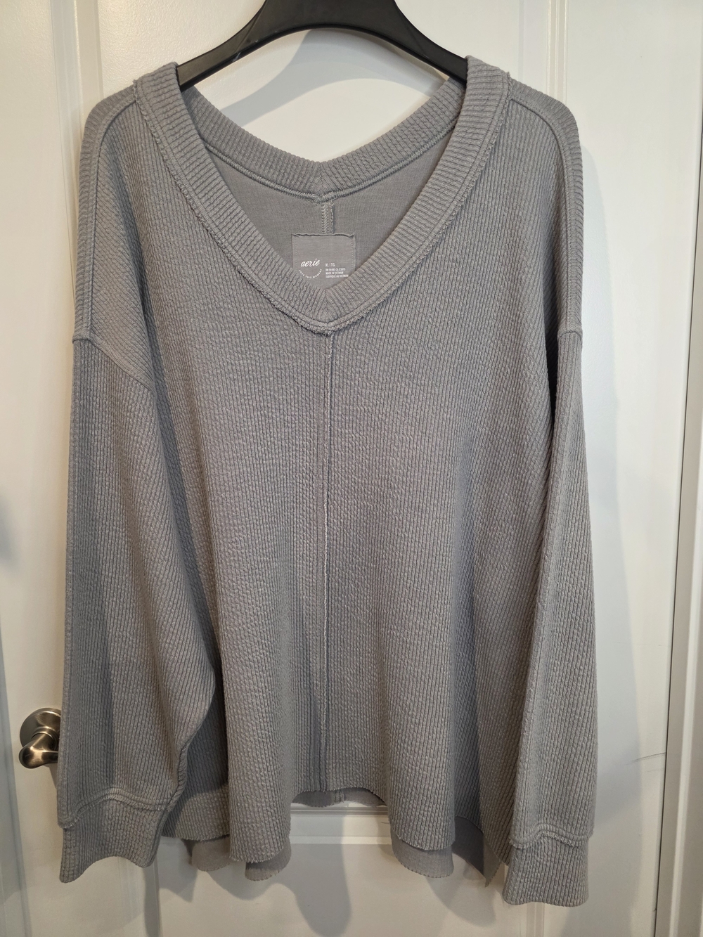 Aerie Waffle Knit Oversized V-neck Sweater